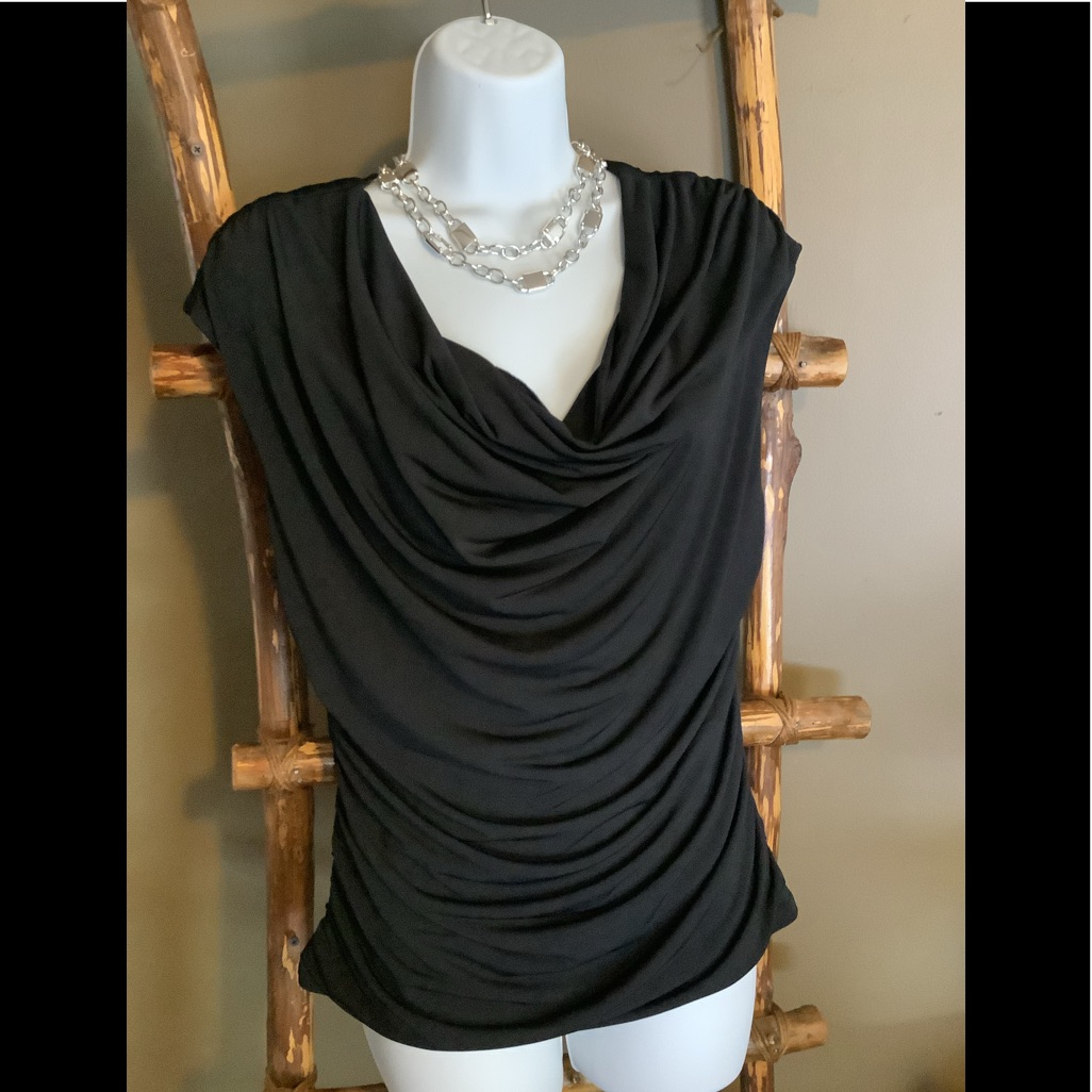 272 Black Gathered Sleeveless Top
